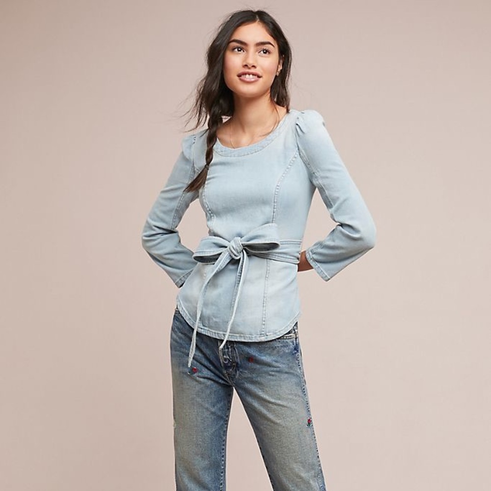 Pilcro Belted Denim Top Anthropologie